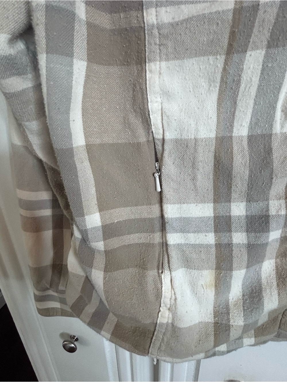 Prana Plaid Button-Front Women's lined Flannel in Taupe & Cream XL - Picture 5 of 11